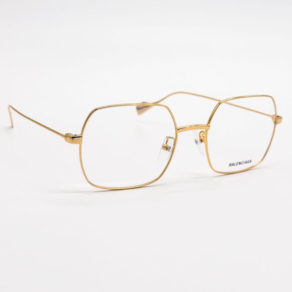 NEW BALENCIAGA EYEGLASSES BB0090O 003 SQUARE GOLD WOMEN EYEWEAR BALENCIAGA - Picture 1 of 9